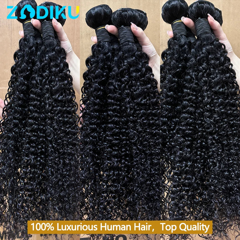 Kinky Curly Hair Bundles 100% Human Hair Raw Hair Bundles With 4X4 Closure Burmese Curly Hair Bundles Human Hair With Closure 3/4PCS 12-32Inch Soft Thick No Shedding Unprocessed Virgin Human Hair Bundles With Closure Hair Wea