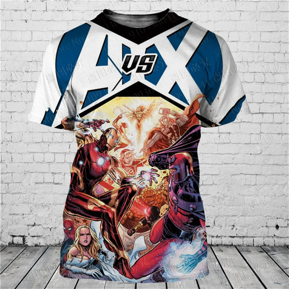 Fashionable men's 3D T-shirt with popular cartoon character print summer short sleeved loose and eye-catching