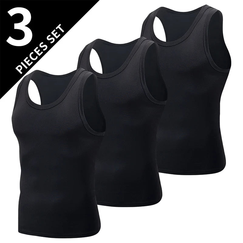 1/3/5 Men's Four Season Classic Solid Color Black Vest Youth Sports And Fitness Casual Top Sports And Comfortable T-shirt