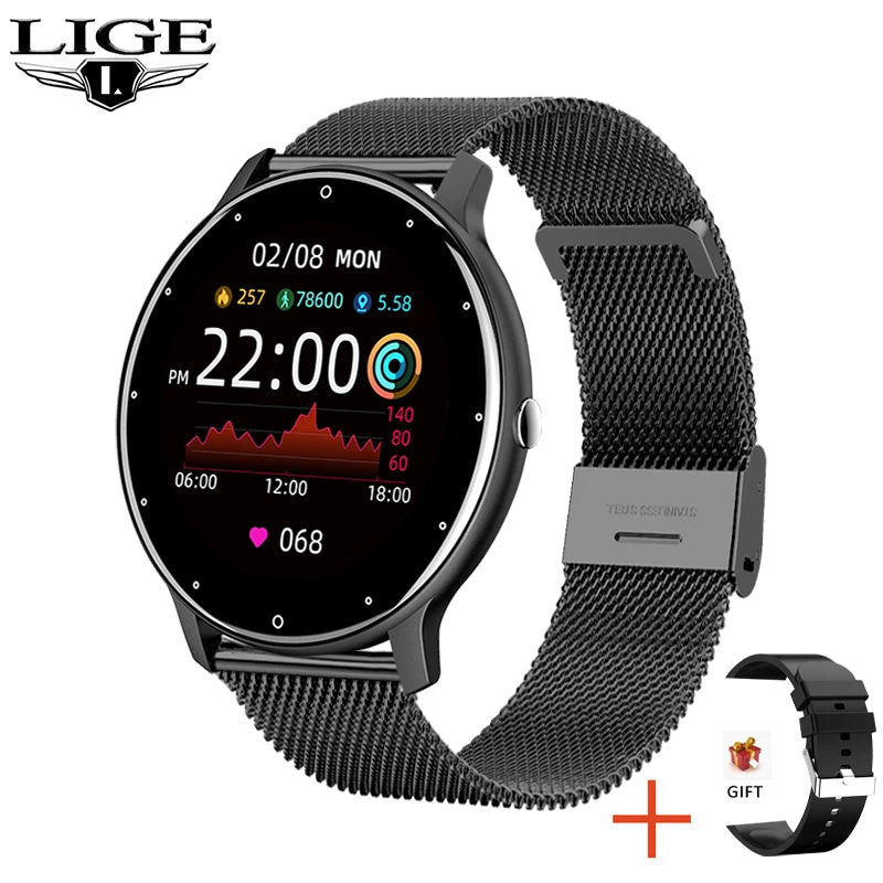 LIGE Fashion Smart Watch Men Sports Fitness Health Monitor New Watches IP67 Waterproof Bluetooth Call For Android ios Smartwatch