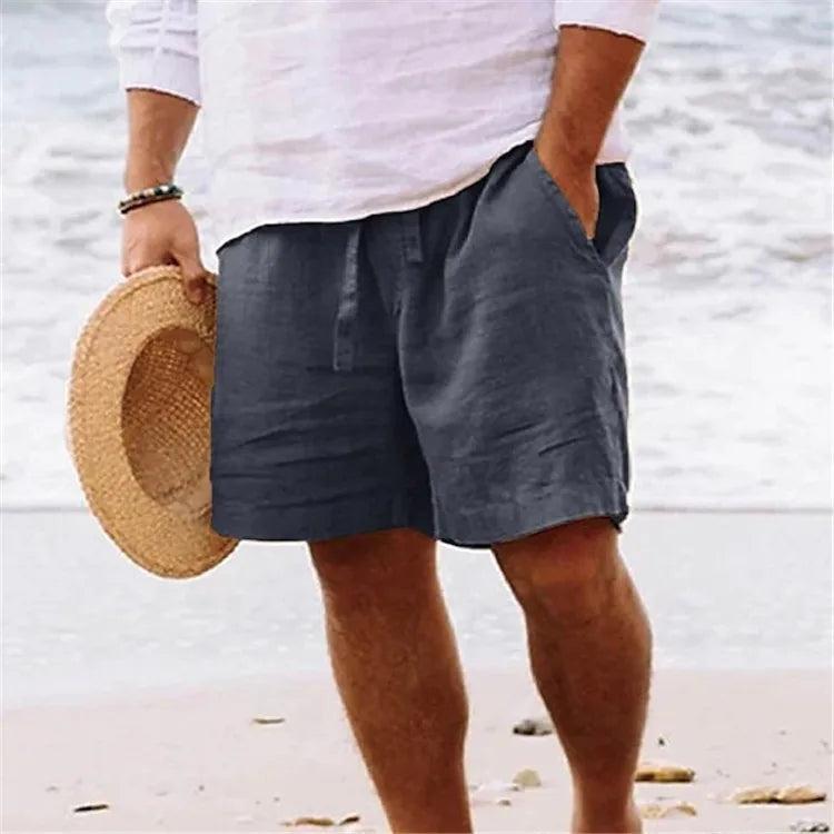 2025 Linen fabric summer Sports Shorts Men Beaching Shorts pocket Bodybuilding Sweatpants Fitness Jogger Running Gyms Men Shorts