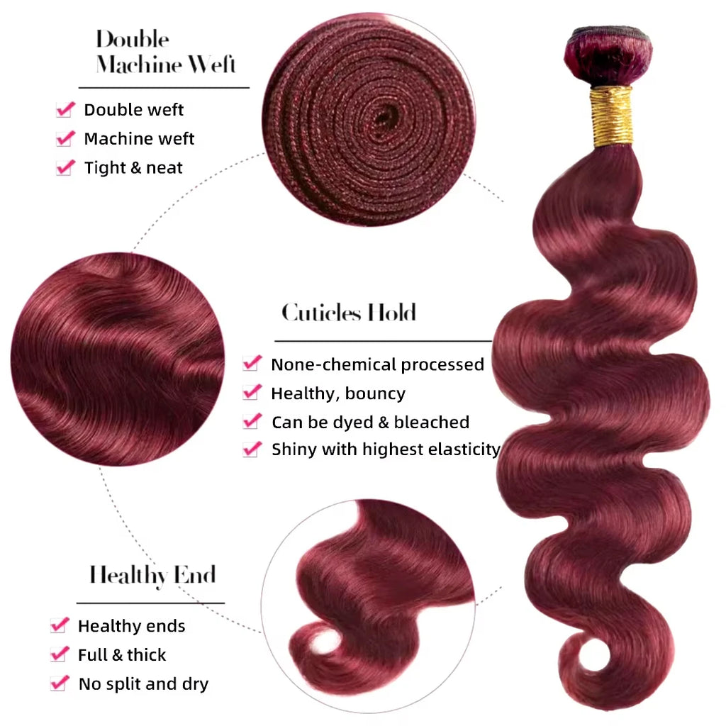 99j Body Wave Brazilian Virgin Hair Weave Extension