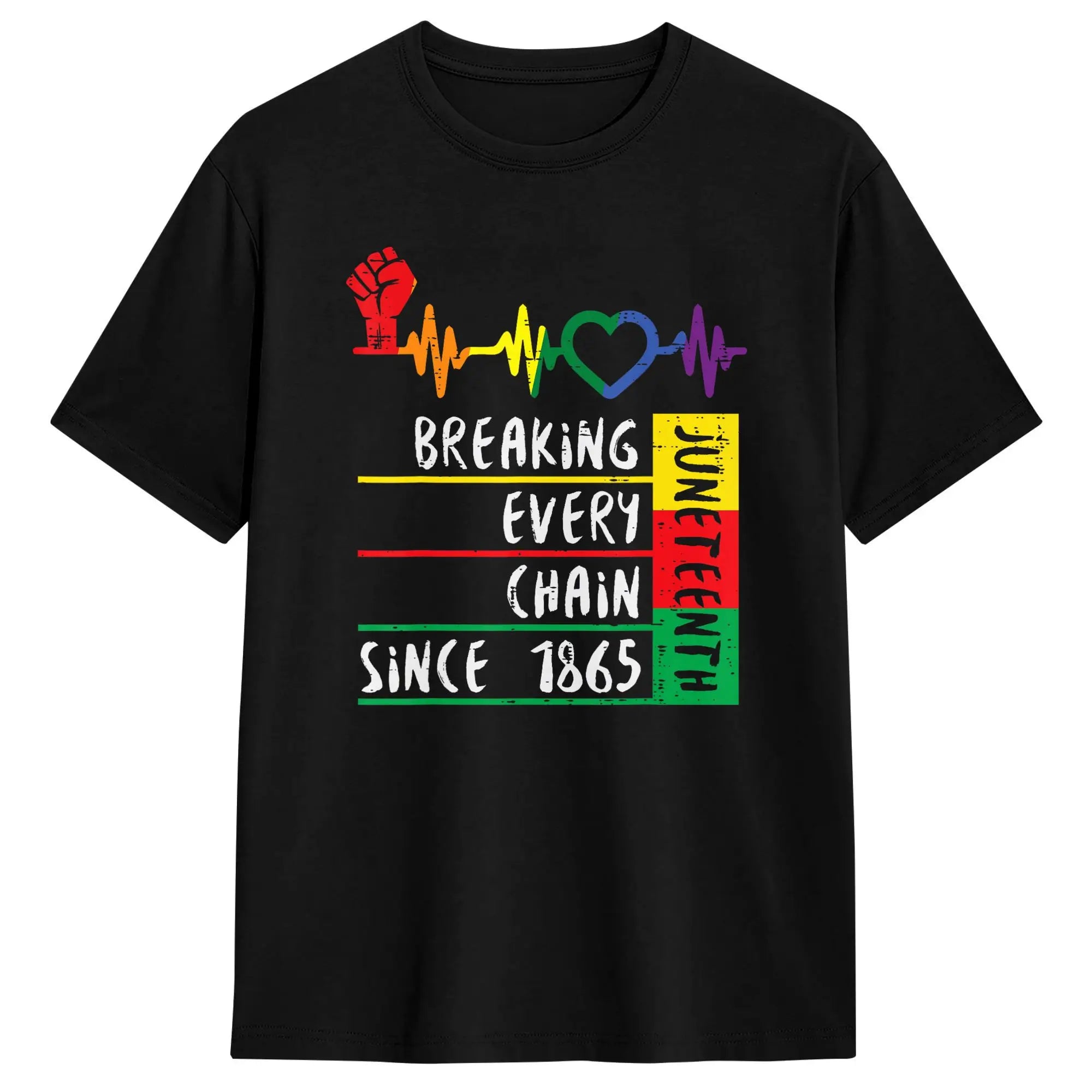 Juneteenth Heart Fists Black History Melanin T Shirt Men's  Cotton Casual T-Shirts Crewneck  Tees Short Sleeve Clothes Gift Idea