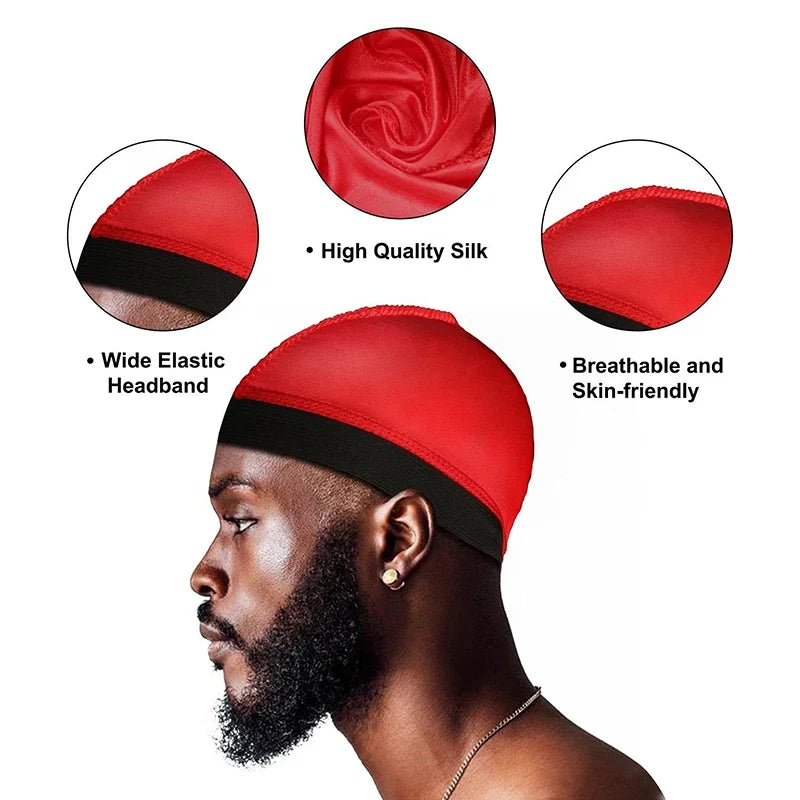 4PCS New Solid Color Wave Cap Men Soft Elastic Breathable Beanie Turban Hat Unisex Night Sleep Headcover Cancer Hair Loss Chemo