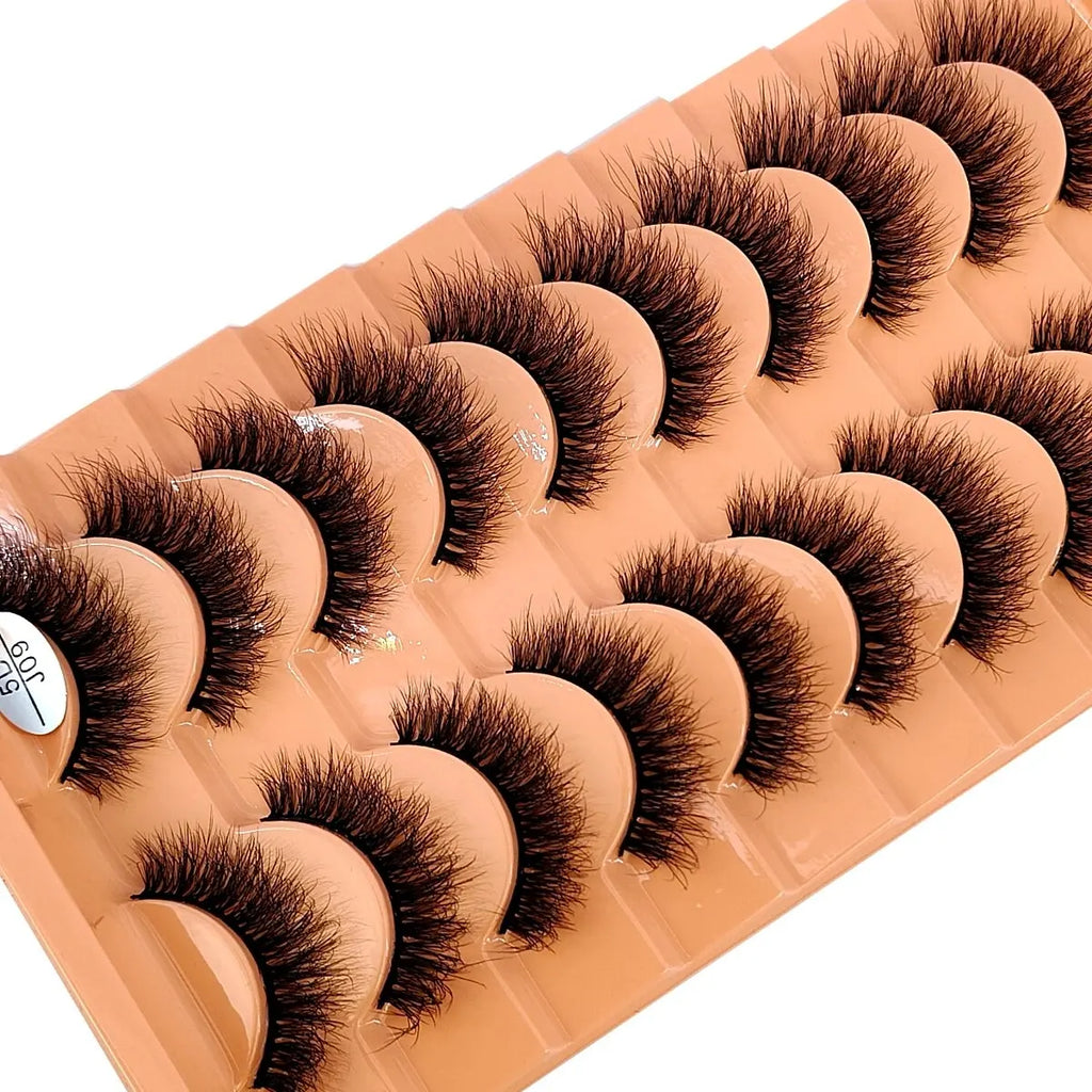 New 7/10 Pairs Faux Mink Eyelashes Handmade False Eyelashes Natural Nude Makeup Simulation Cross Messy Eye 3D Curly Eyelashes