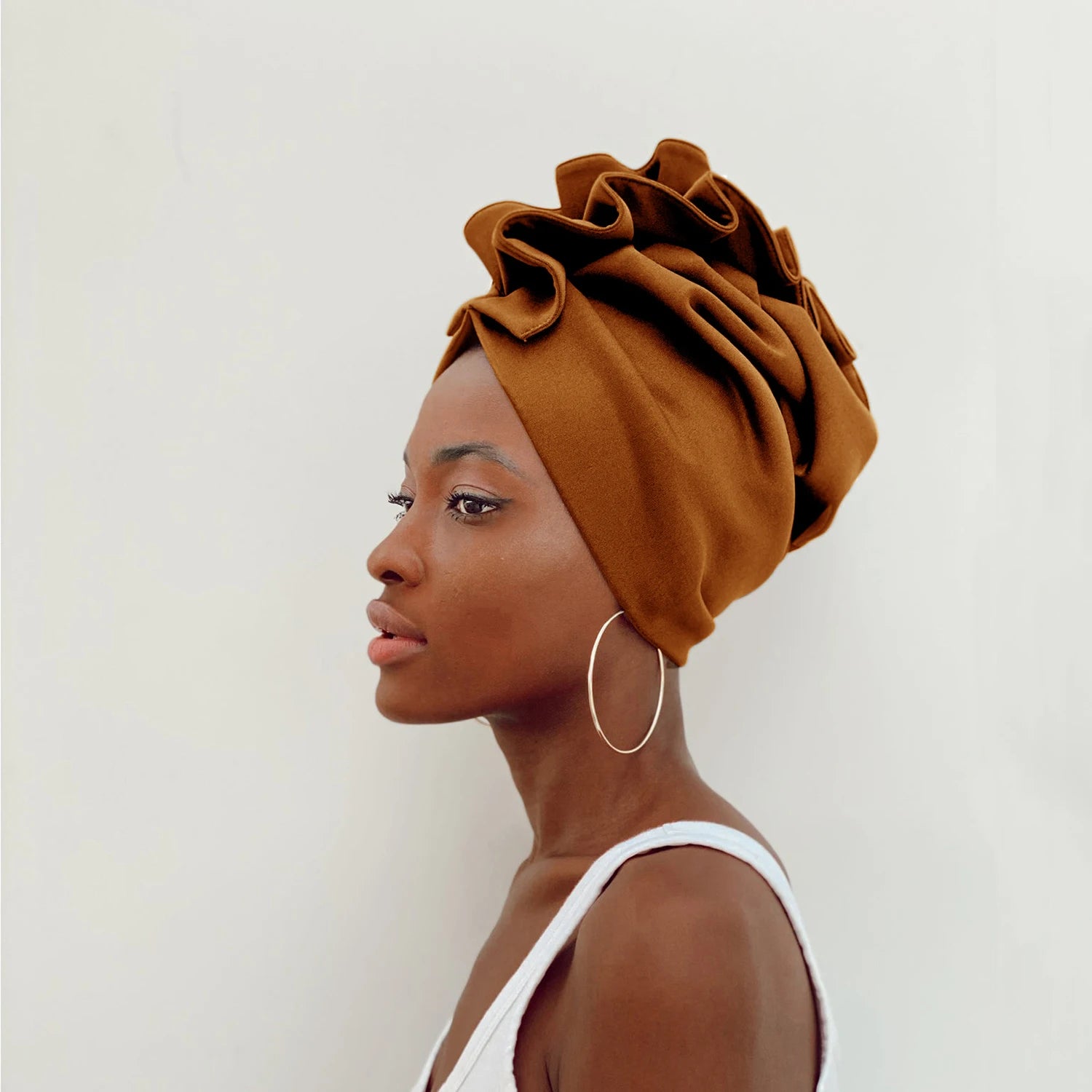 Ruffled Turban Cap for Women