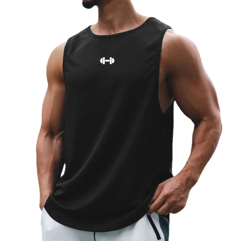 Men Running Vest Gym Tank Tops Quick-drying Fitness Clothing Loose Bodybuilding Sleeveless Shirt Basketball Small mesh Singlets