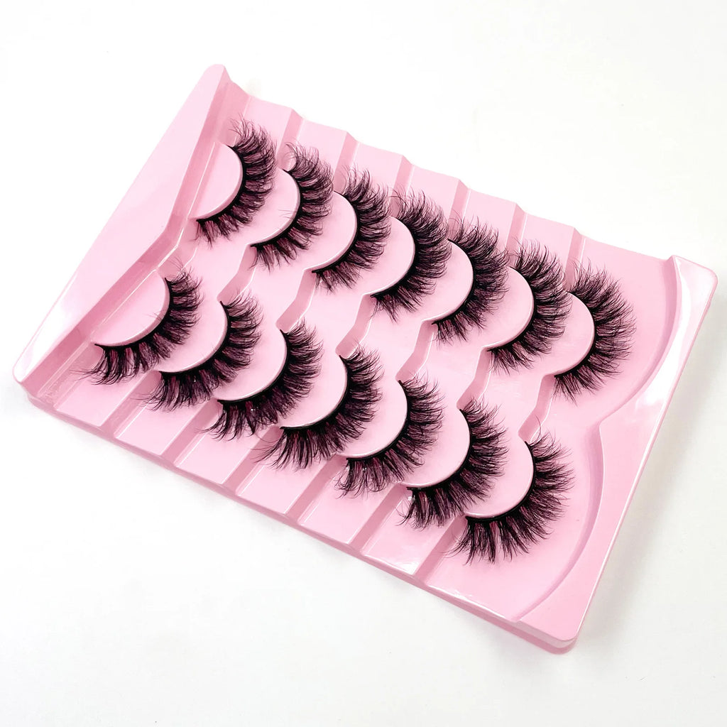 New 7 pairs of thick, 3D simulation mink fur fake eyelashesshort, dramatic fake eyelashes  wholesale full line fake eyelash make