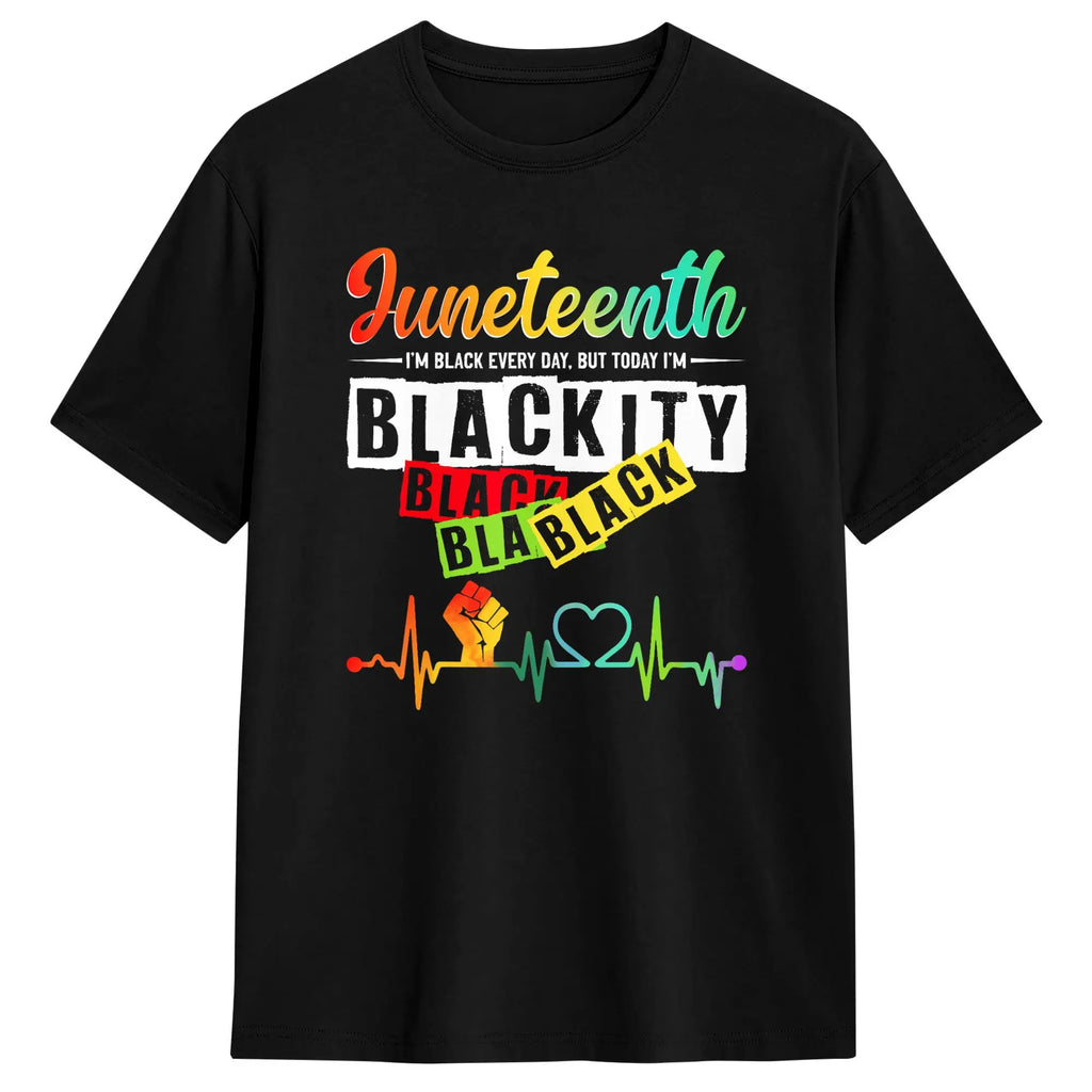 Juneteenth Heart Fists Black History Melanin T Shirt Men's  Cotton Casual T-Shirts Crewneck  Tees Short Sleeve Clothes Gift Idea