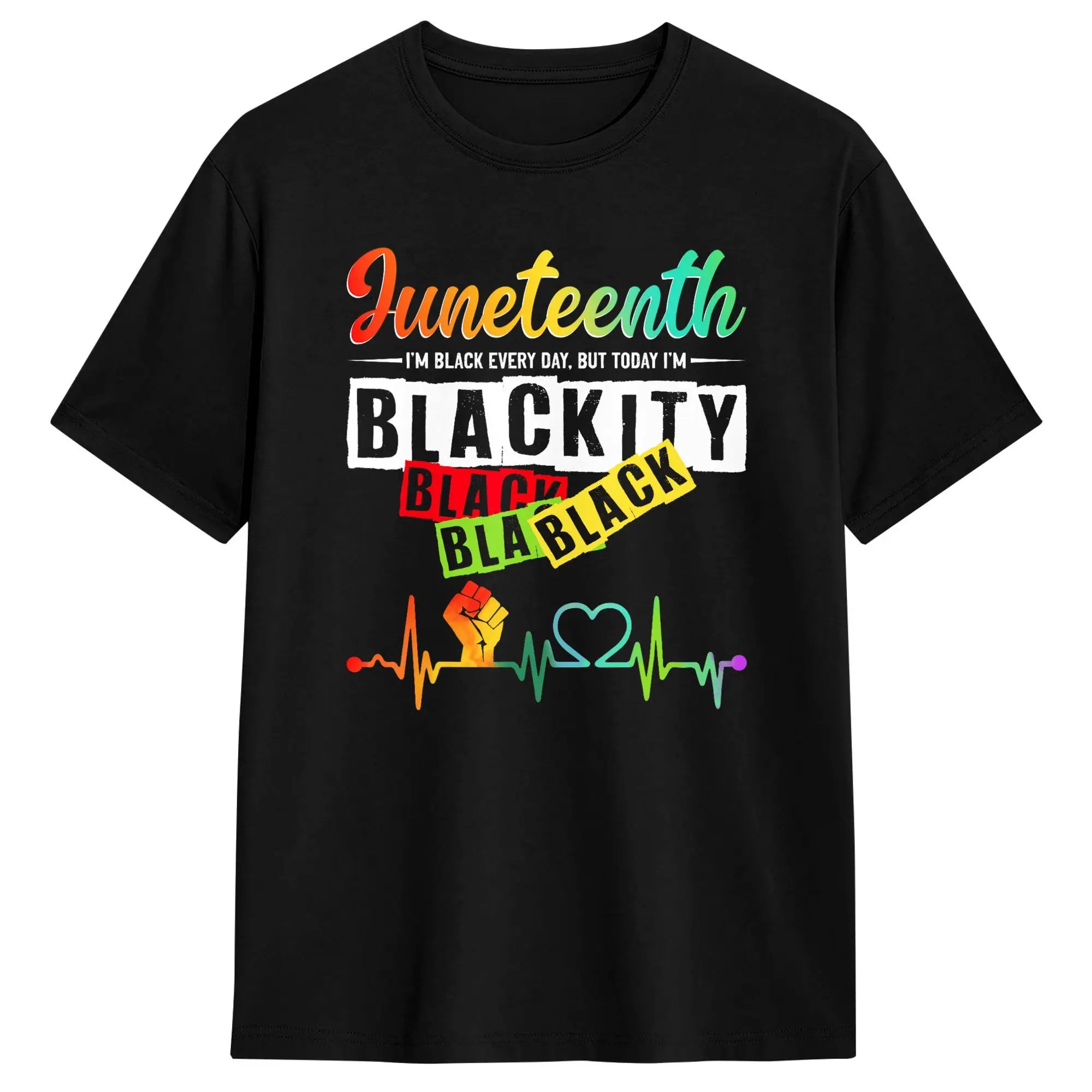 Juneteenth Heart Fists Black History Melanin T Shirt Men's  Cotton Casual T-Shirts Crewneck  Tees Short Sleeve Clothes Gift Idea