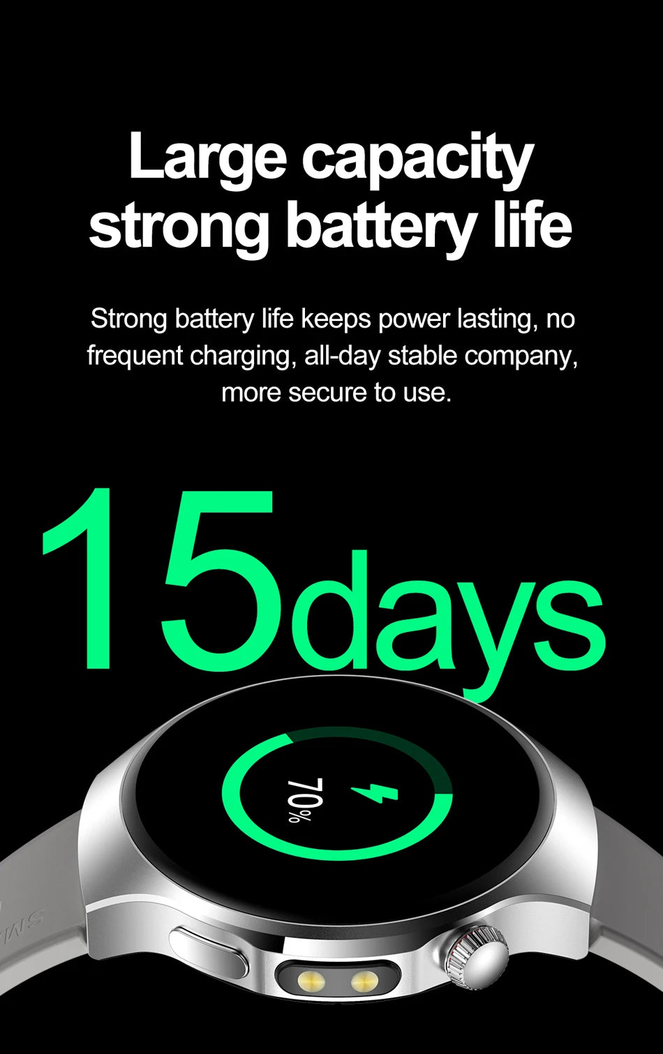 New Smart Watch Men Full Touch Screen Compass Bluetooth Call Flashlight Sports Activity Fitness Heart Rate Waterproof Smartwatch