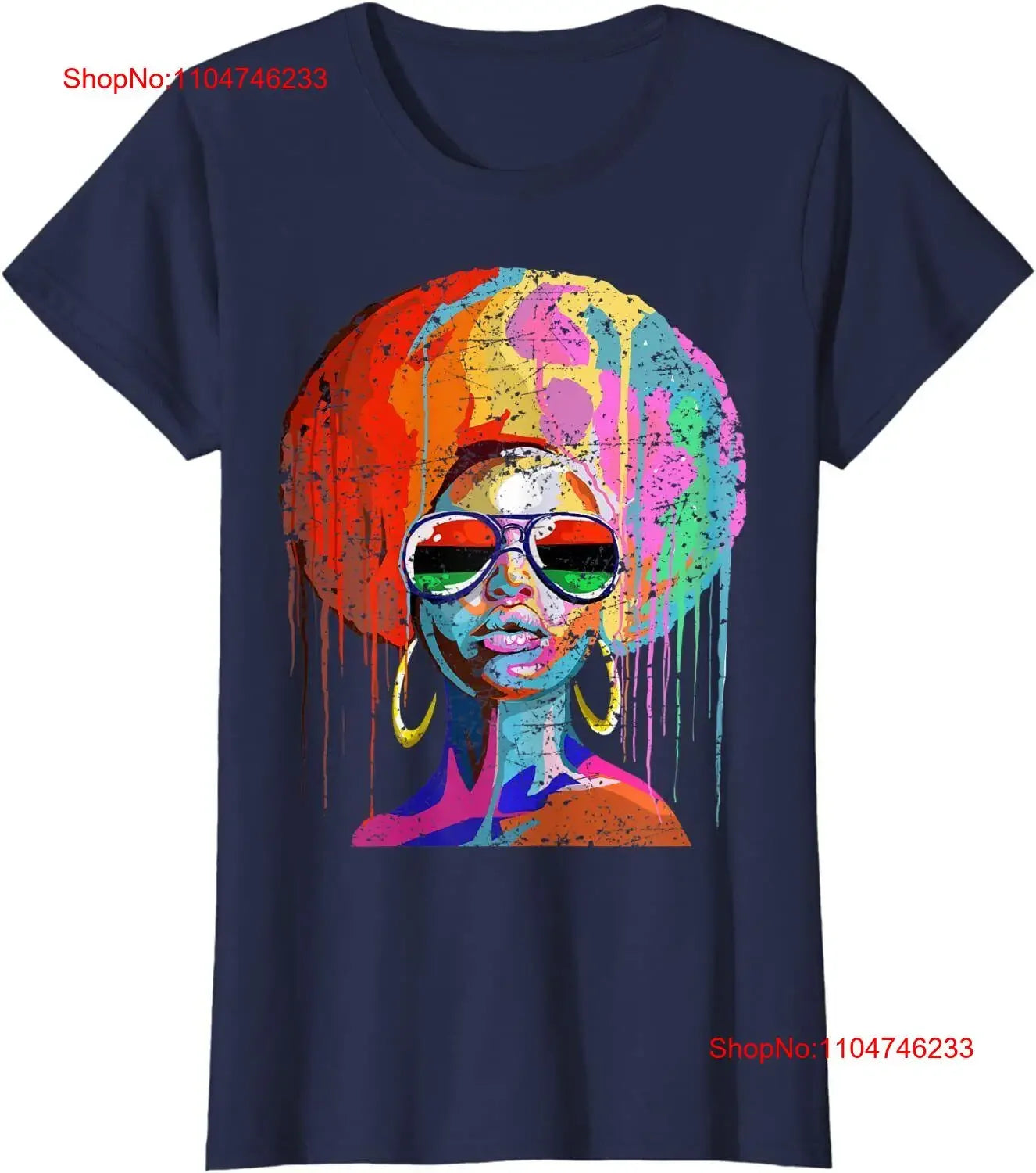 Black Queen Afro Melanin Art History Ladies' Crewneck T Shirt vintage Washed Top For Everyday Wear designer clothes homme