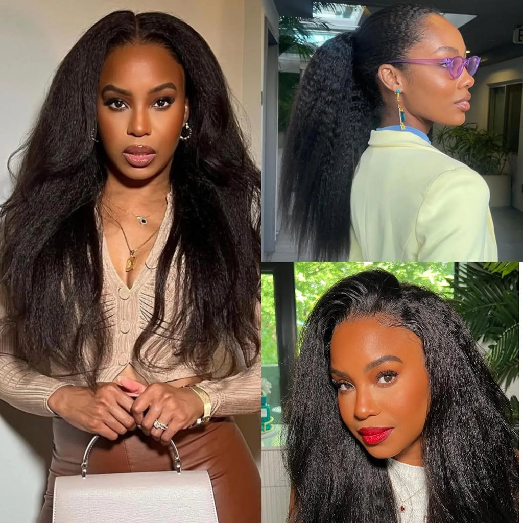 Kinky Straight Feather Crochet Human Hair Extensions | Knotless Boho Braids