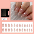 Nude Almond Press on Nails - 3D Gold Foil & Star Design Reusable Removable False Nail Tips for Women Daily Party