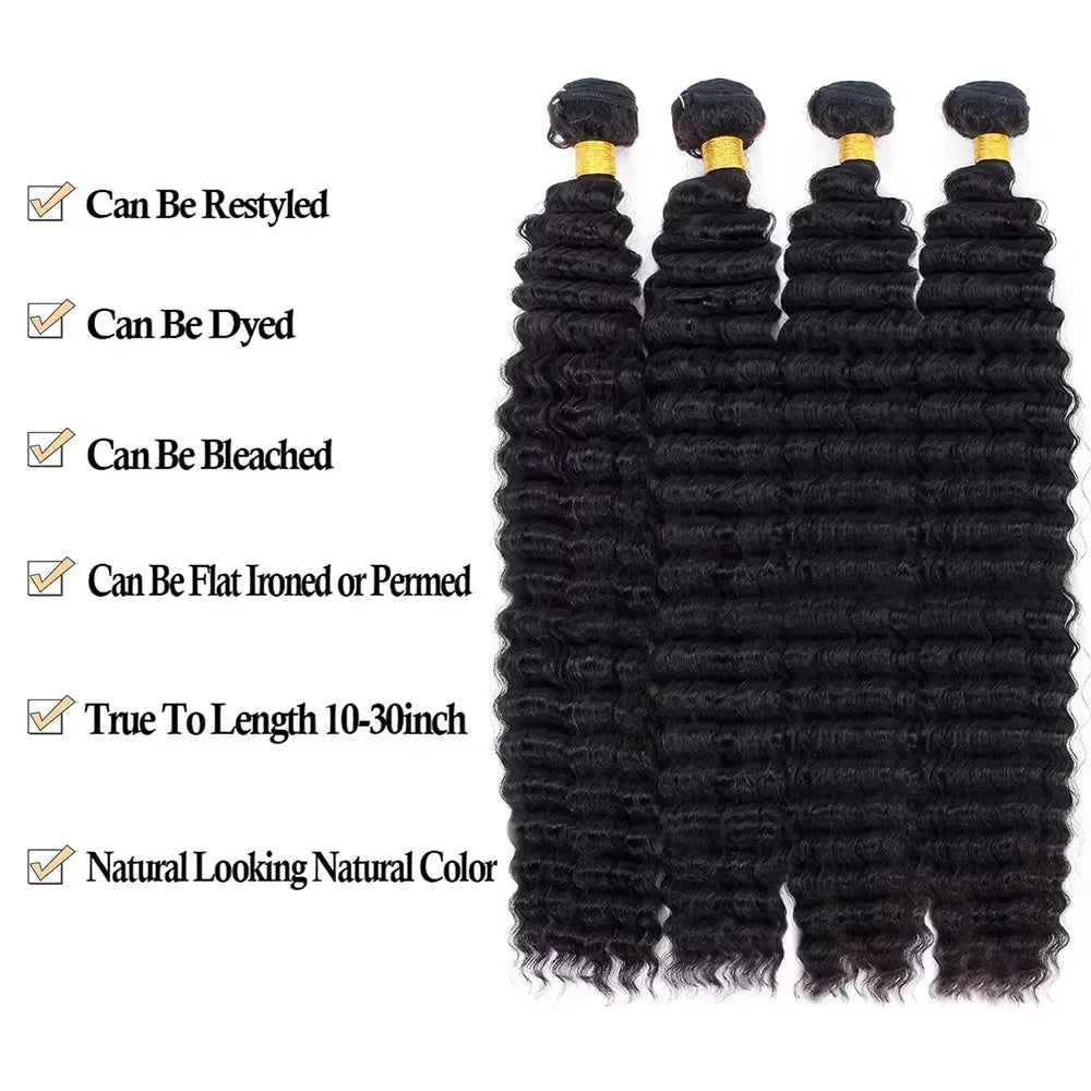 Deep Wave Natural Color Human Hair Bundles