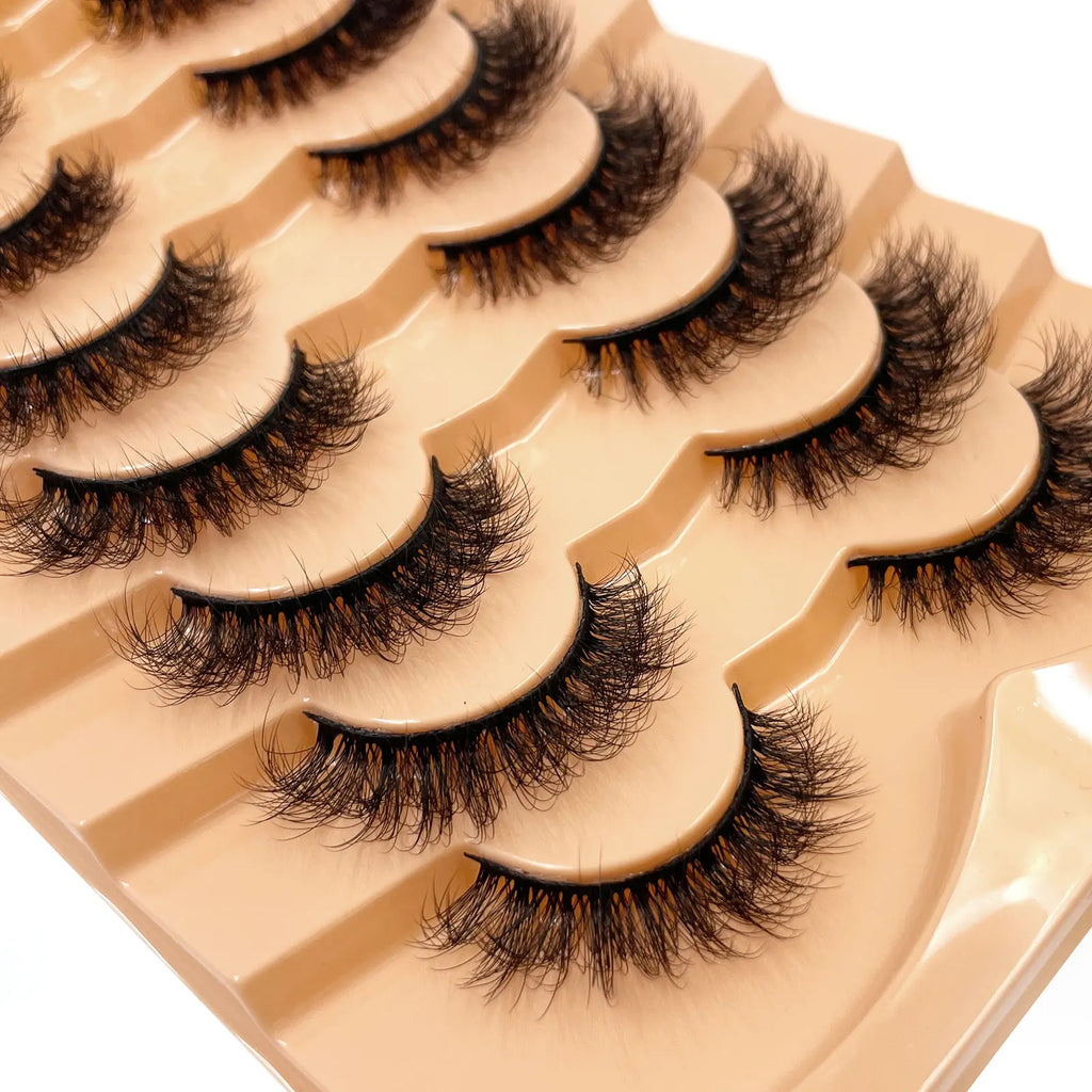 New 7 pairs of thick, 3D simulation mink fur fake eyelashesshort, dramatic fake eyelashes  wholesale full line fake eyelash make