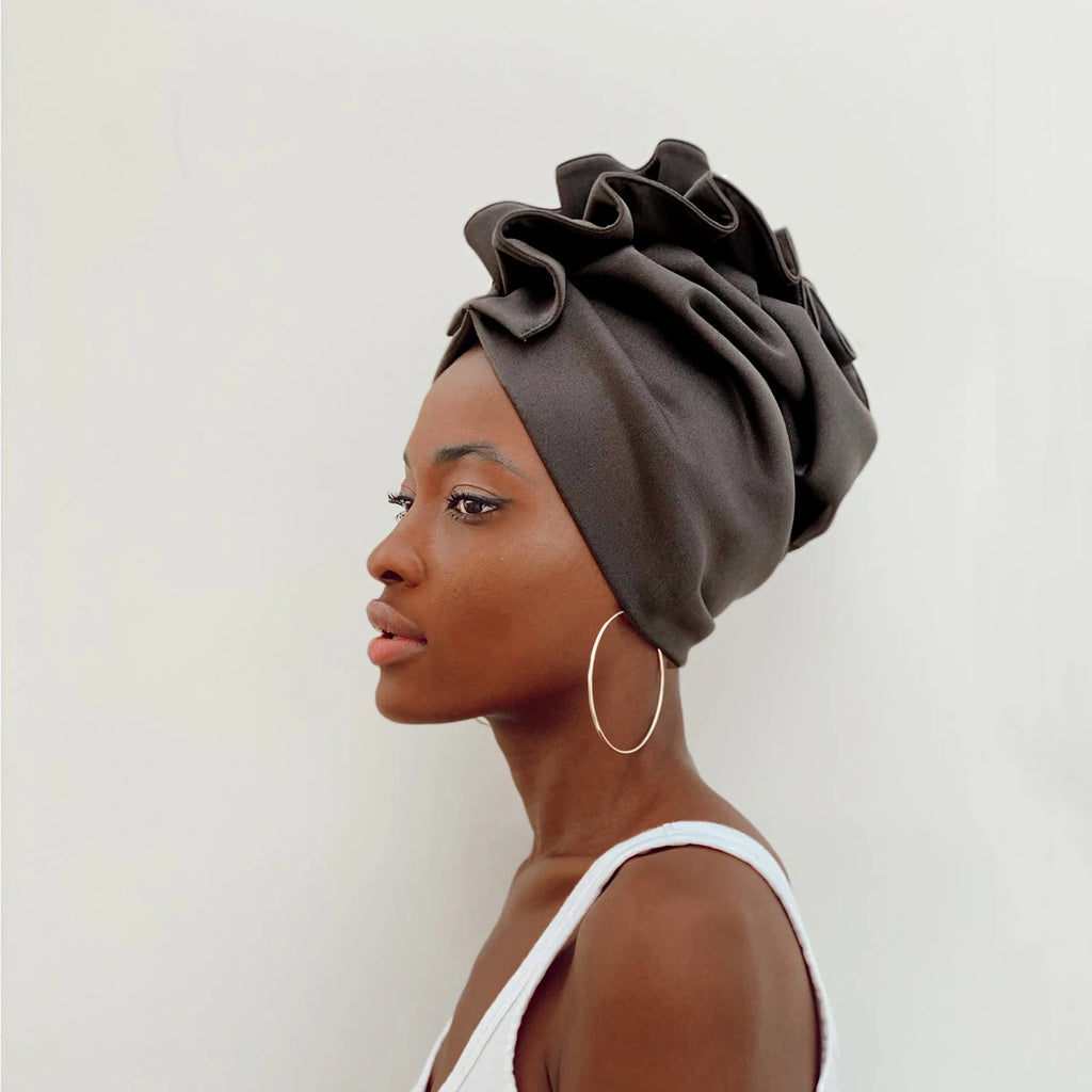 Ruffled Turban Cap for Women