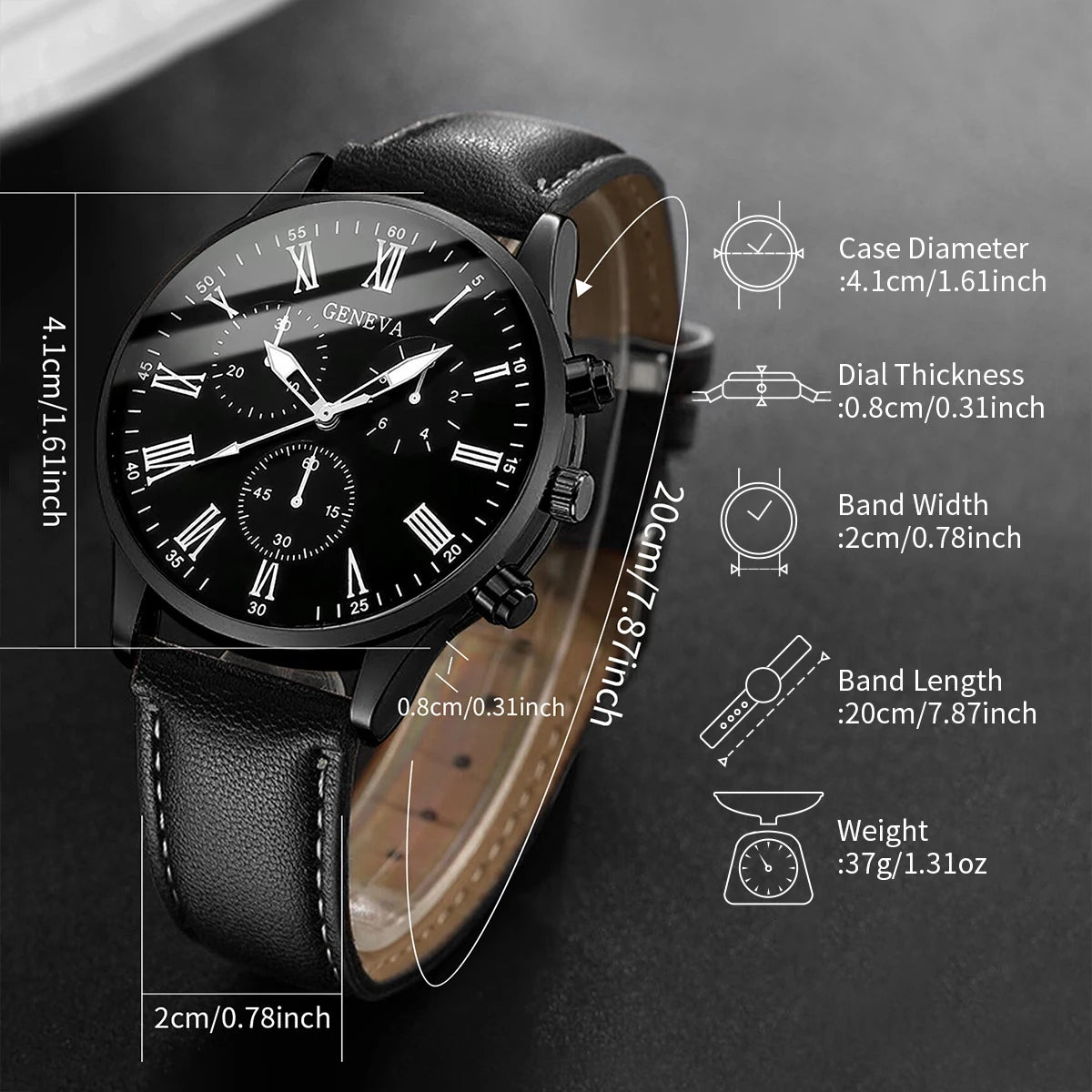 Fashion Men Business Watches Casual Leather Strap Mens Analog Quartz Watch Clock Gift Reloj Hombre（Without Box）