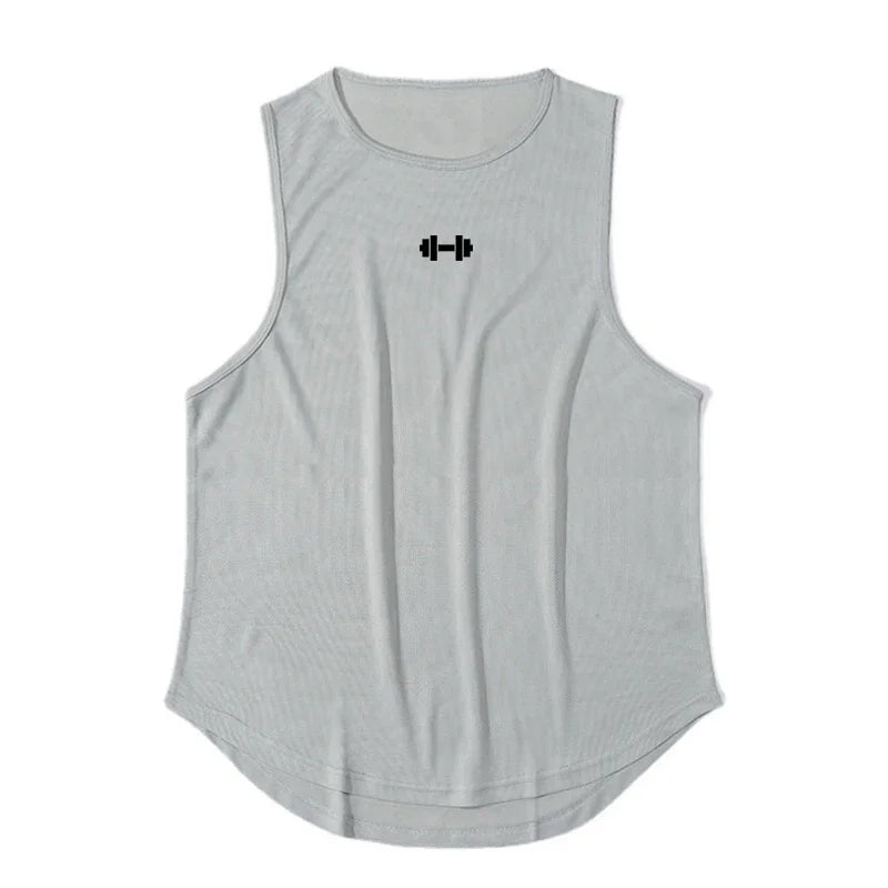 Men Running Vest Gym Tank Tops Quick-drying Fitness Clothing Loose Bodybuilding Sleeveless Shirt Basketball Small mesh Singlets