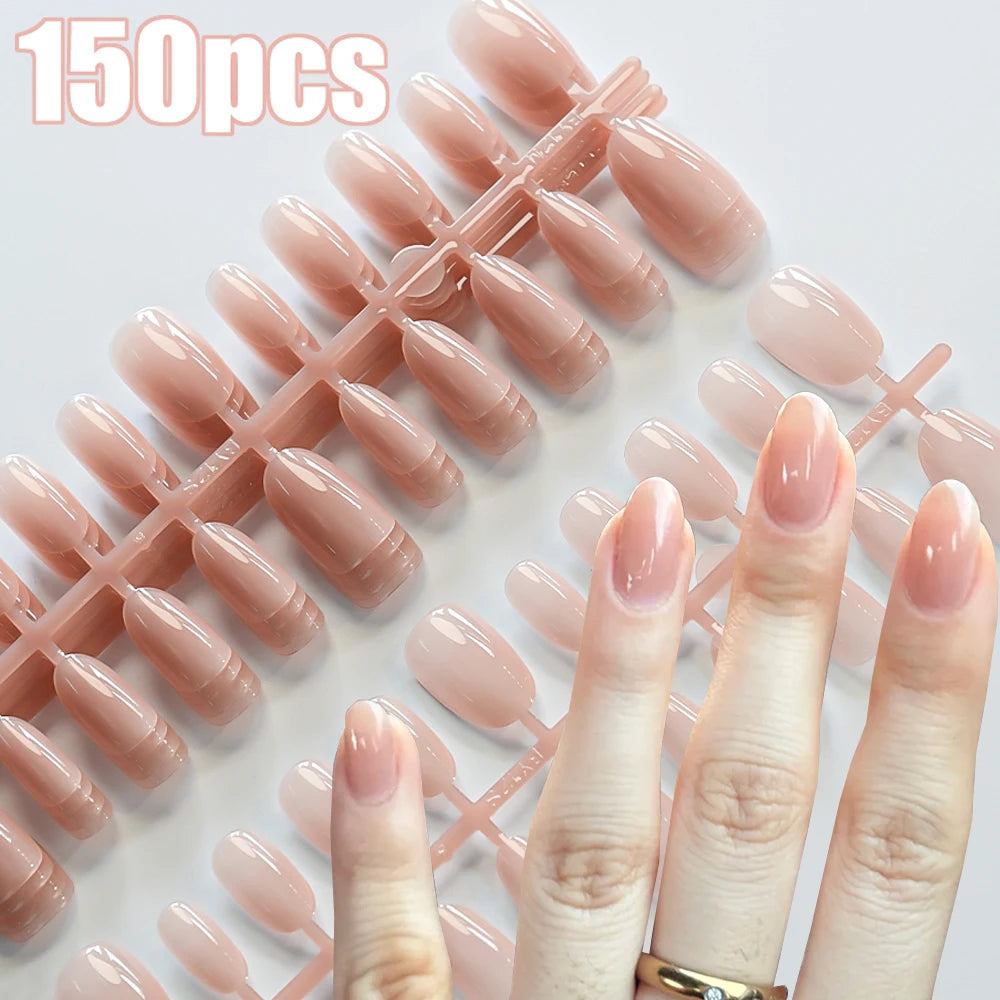 120pcs Nude Pink Gradient Press on Nails Ultra-Tender Almond Gel False nails Simple Full Cover Pink White French Fake Nail Tips#