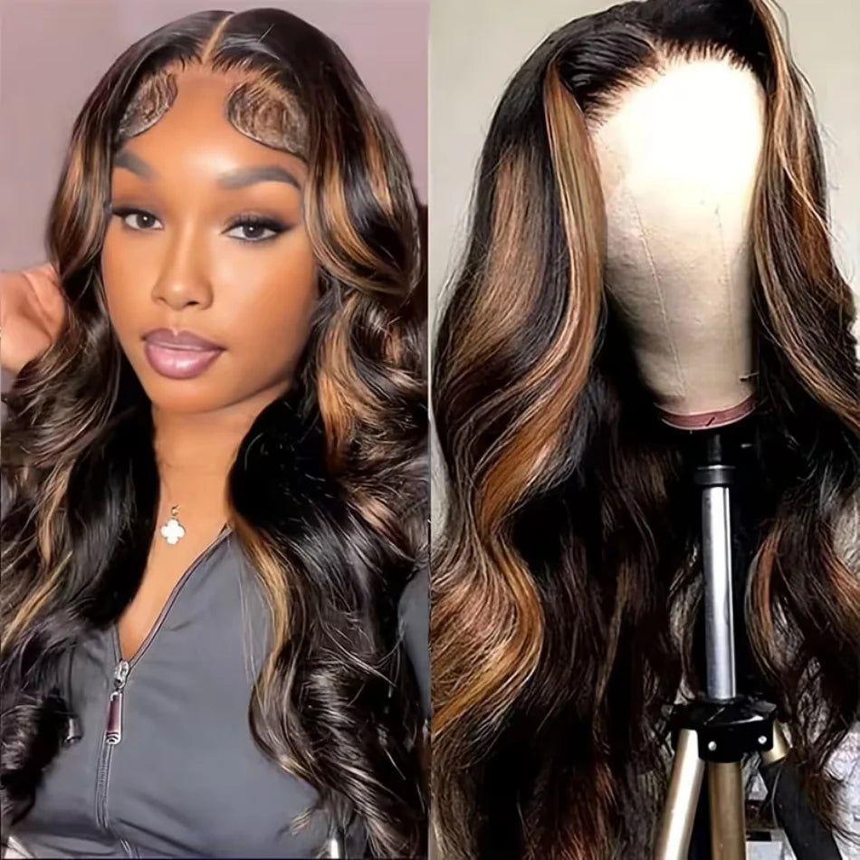 P1B30 Highlight Ombre Body Wave Human Hair Wigs 13X6 Hd Lace Frontal Wig 250 Density Brazilian 13X4 Lace Front Wigs Pre Plucked