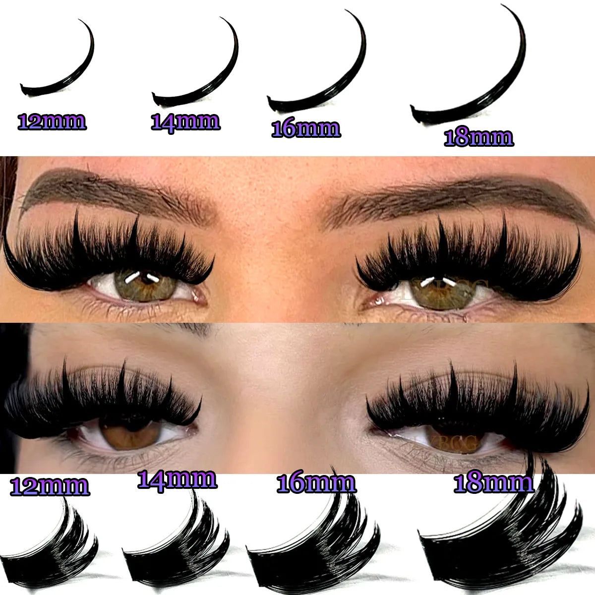 Spikes Lash Individuals Volume Eyelash Clusters D-Curly Lash Clusters Kit 10-20MM DIY Eyelash Extensions,6 Styles Lash Clusters