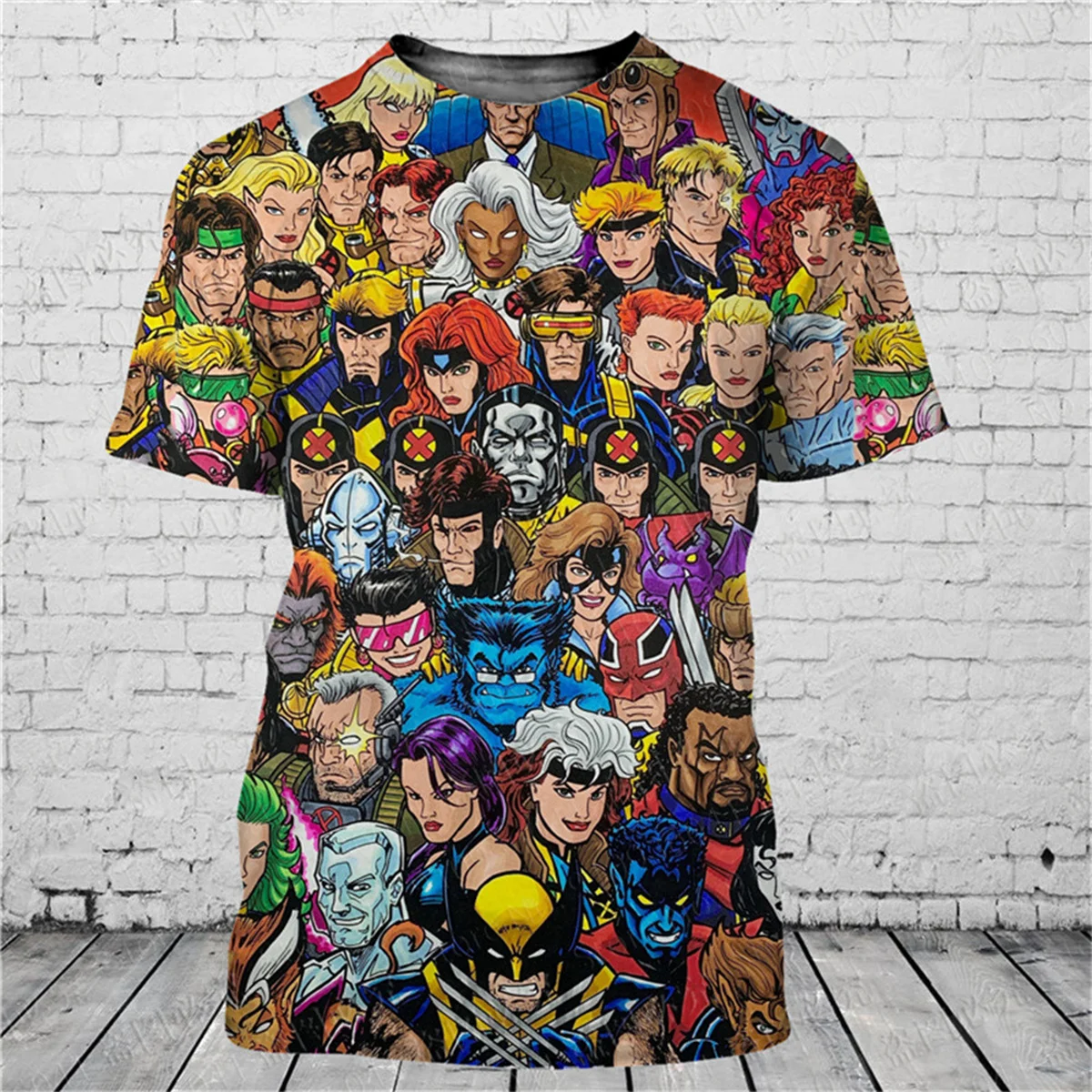 Fashionable men's 3D T-shirt with popular cartoon character print summer short sleeved loose and eye-catching