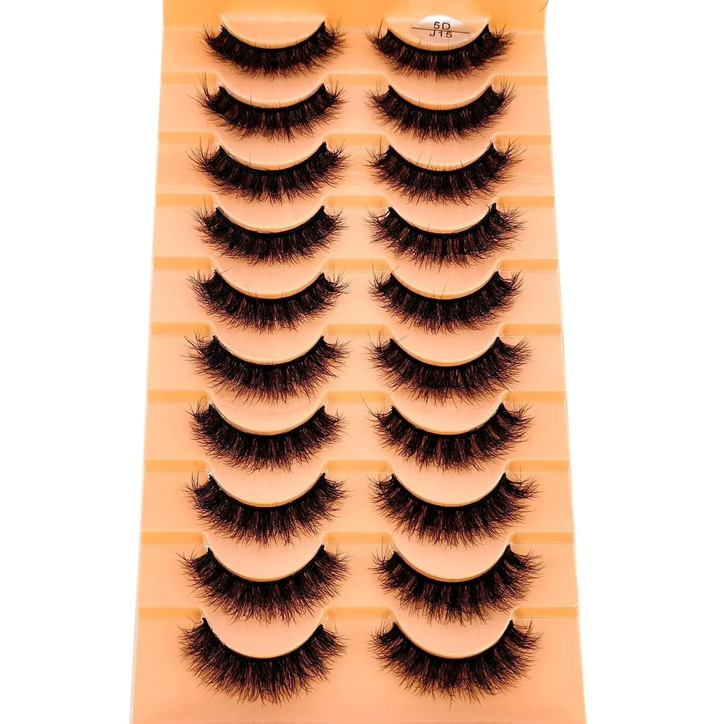 New 7/10 Pairs Faux Mink Eyelashes Handmade False Eyelashes Natural Nude Makeup Simulation Cross Messy Eye 3D Curly Eyelashes