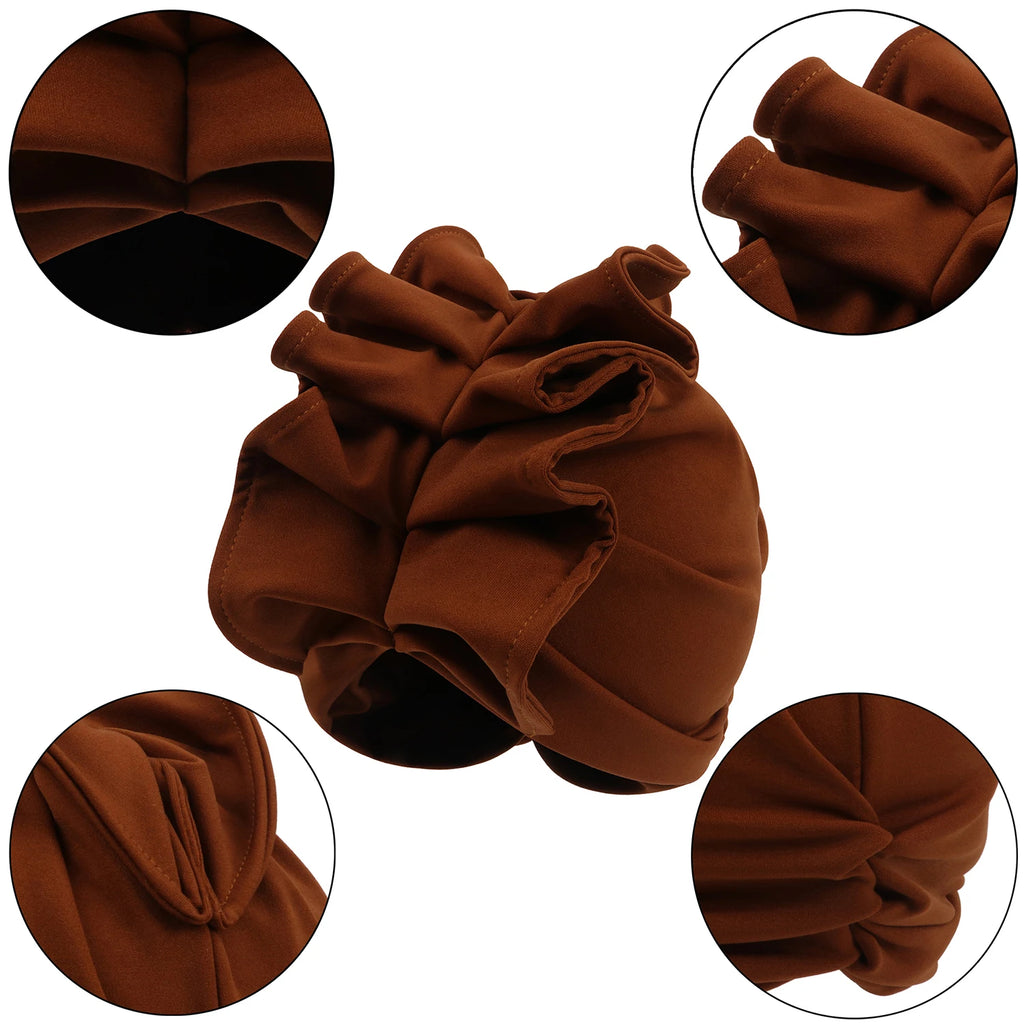 Ruffled Turban Cap for Women