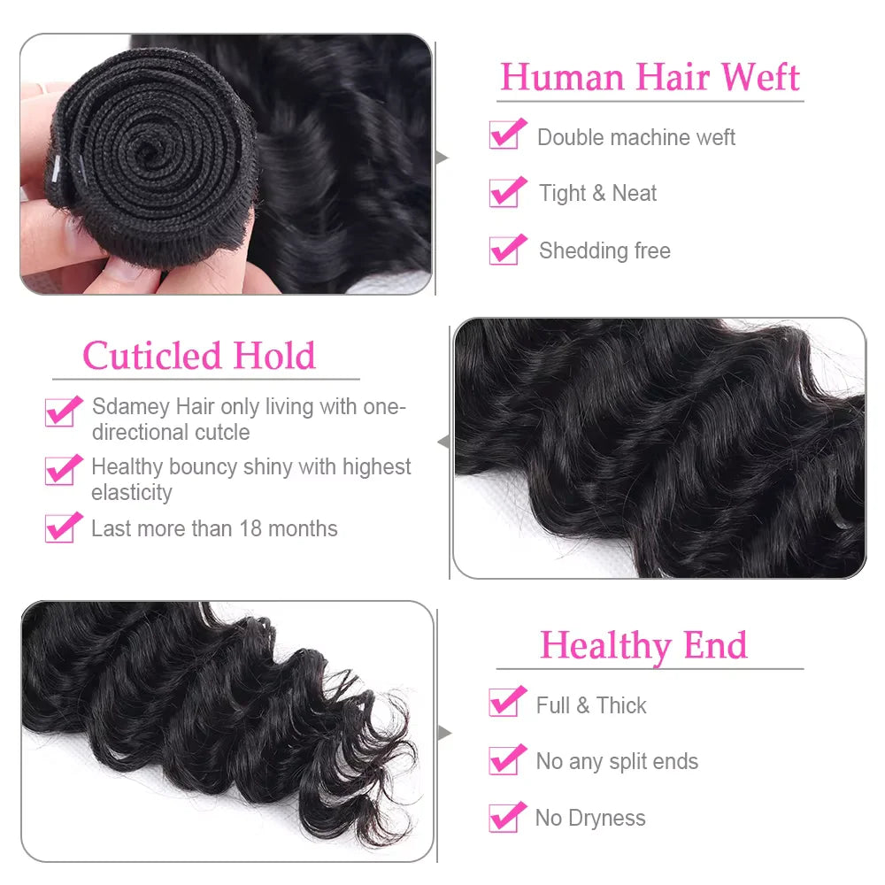 Deep Wave Natural Color Human Hair Bundles