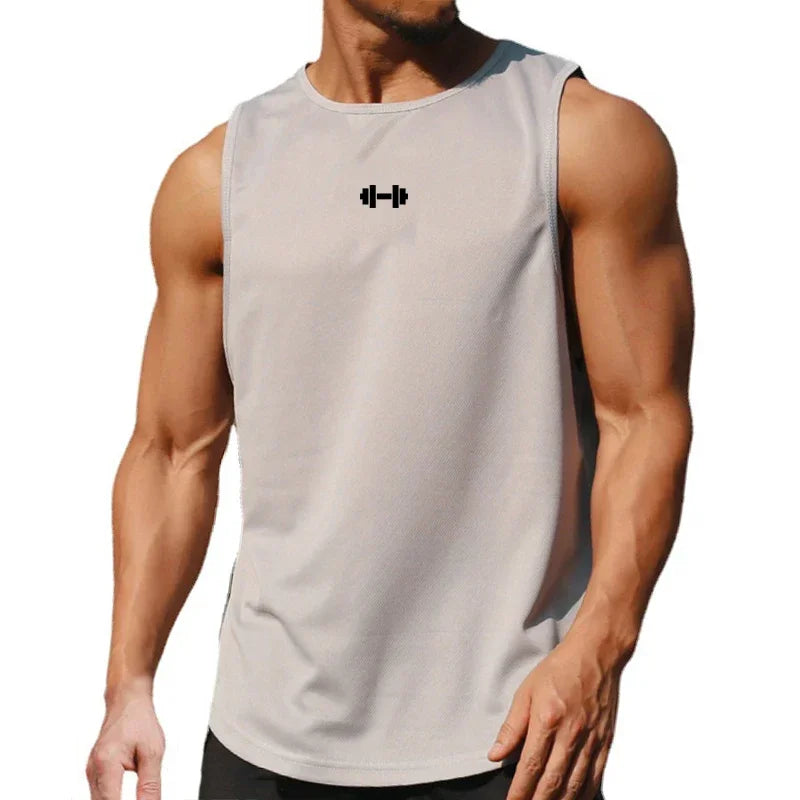 Men Running Vest Gym Tank Tops Quick-drying Fitness Clothing Loose Bodybuilding Sleeveless Shirt Basketball Small mesh Singlets