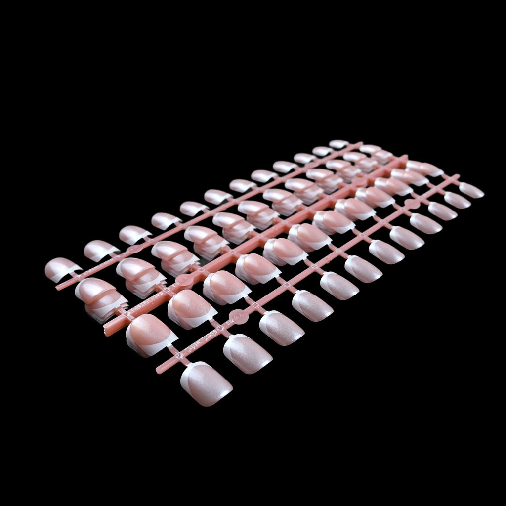 120Pcs Medium-Long Pink French Square Press On Nails. Upgrade your manicure with this brightening, removable nail set. Perfect g