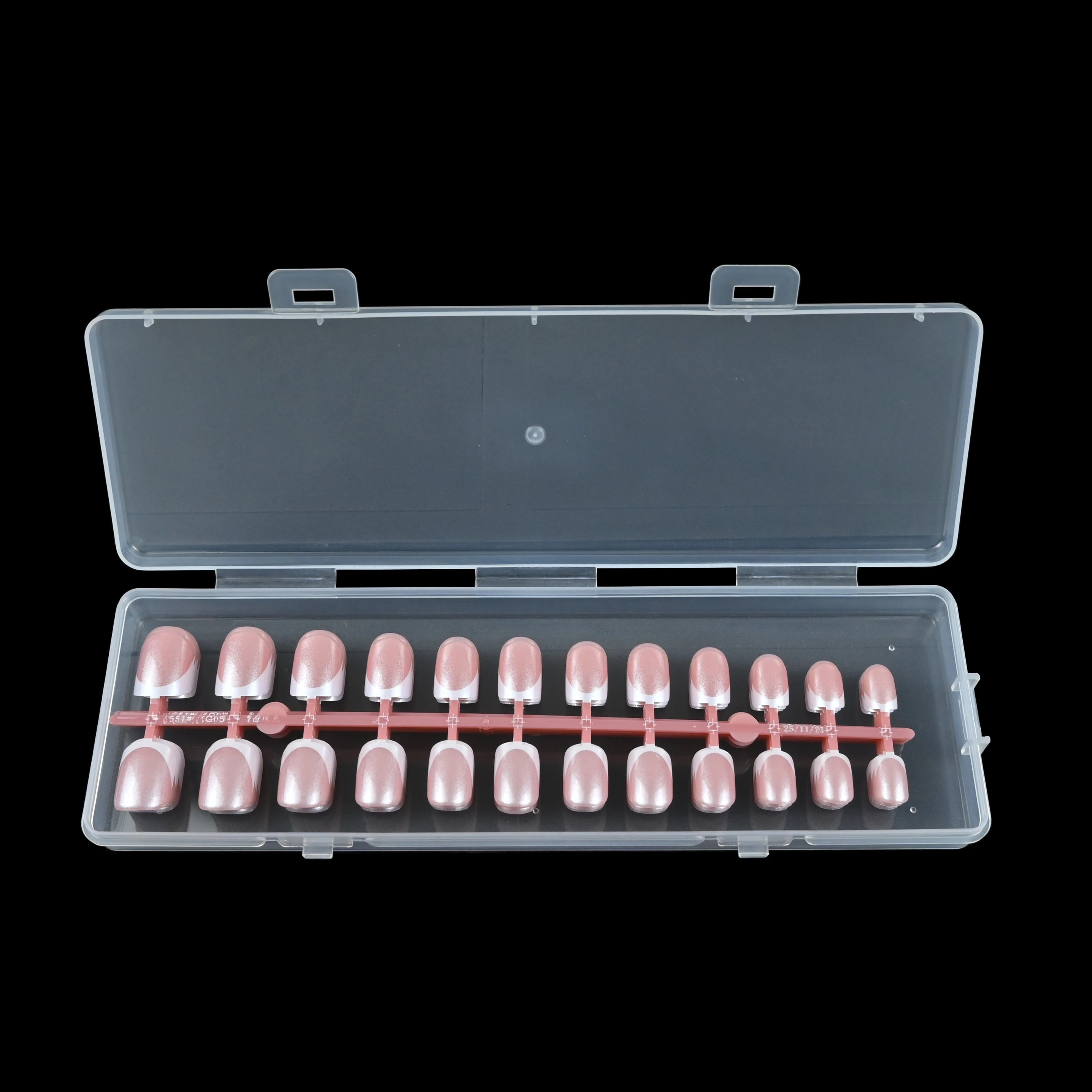 120Pcs Medium-Long Pink French Square Press On Nails. Upgrade your manicure with this brightening, removable nail set. Perfect g