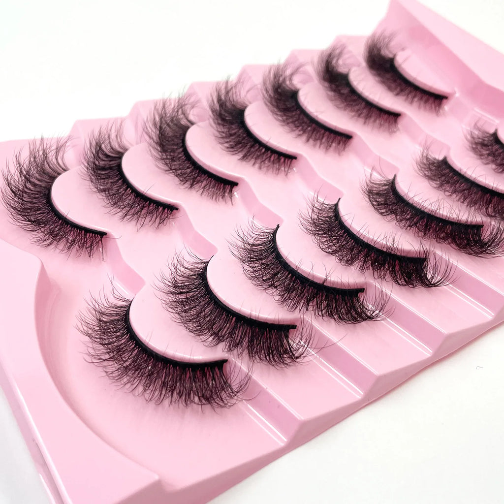 New 7 pairs of thick, 3D simulation mink fur fake eyelashesshort, dramatic fake eyelashes  wholesale full line fake eyelash make