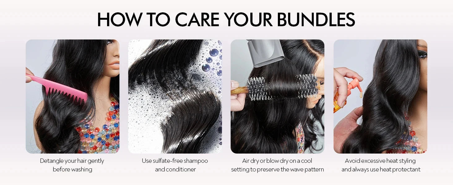 Human Hair Unprocessed Brazilian Virgin Hair Bundles Weave Extensions