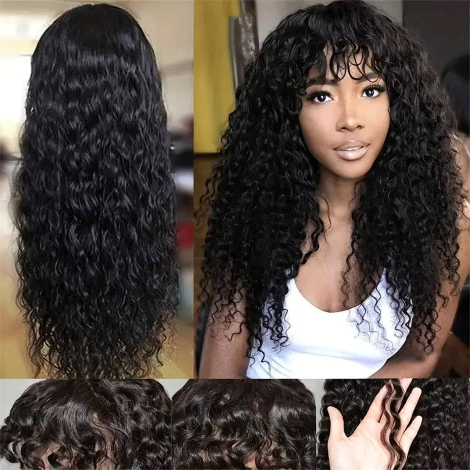 Malaysian Curly Human Hair With Bangs