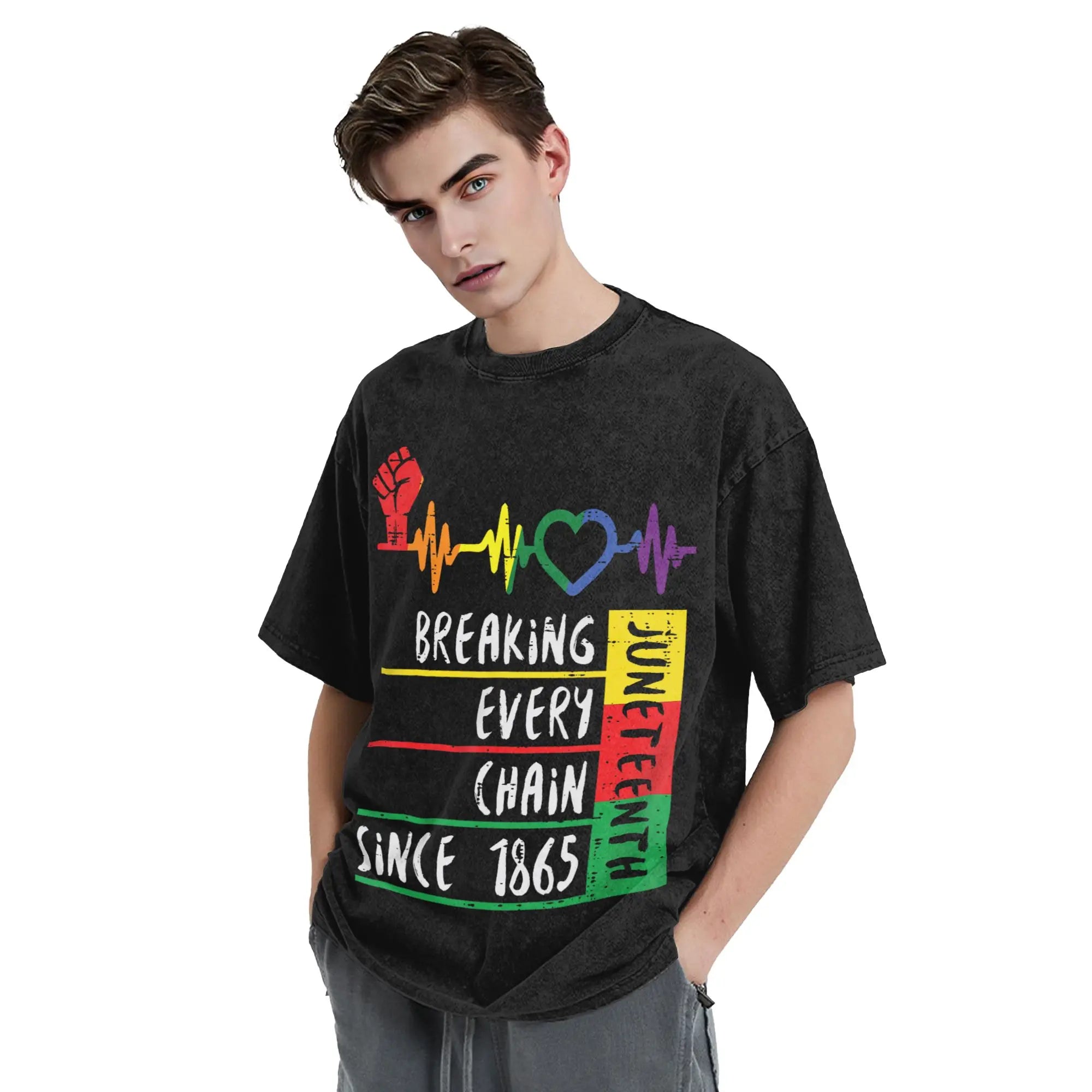 Juneteenth 1865 Black History Month T Shirts Hip Hop Washed Short Sleeve Oversize T-Shirt Men Women Streetwear Summer Tops Tees