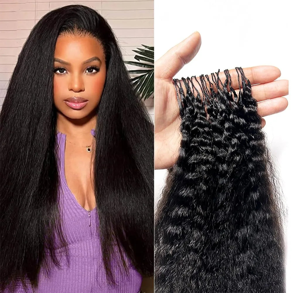 Kinky Straight Feather Crochet Human Hair Extensions | Knotless Boho Braids