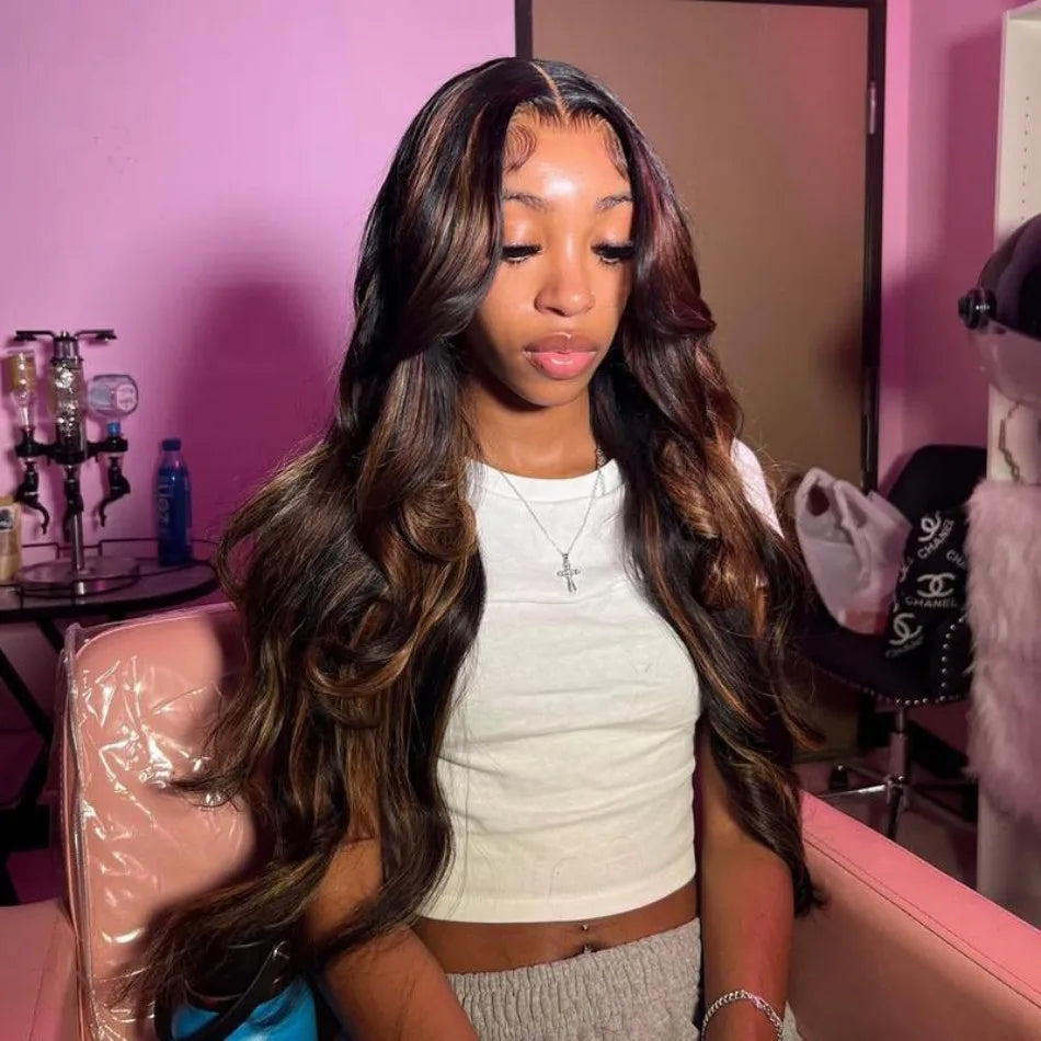 P1B30 Highlight Ombre Body Wave Human Hair Wigs 13X6 Hd Lace Frontal Wig 250 Density Brazilian 13X4 Lace Front Wigs Pre Plucked