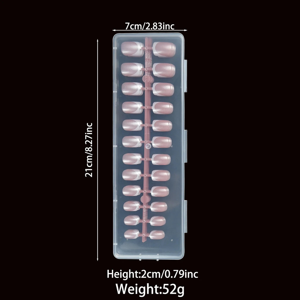120Pcs Medium-Long Pink French Square Press On Nails. Upgrade your manicure with this brightening, removable nail set. Perfect g