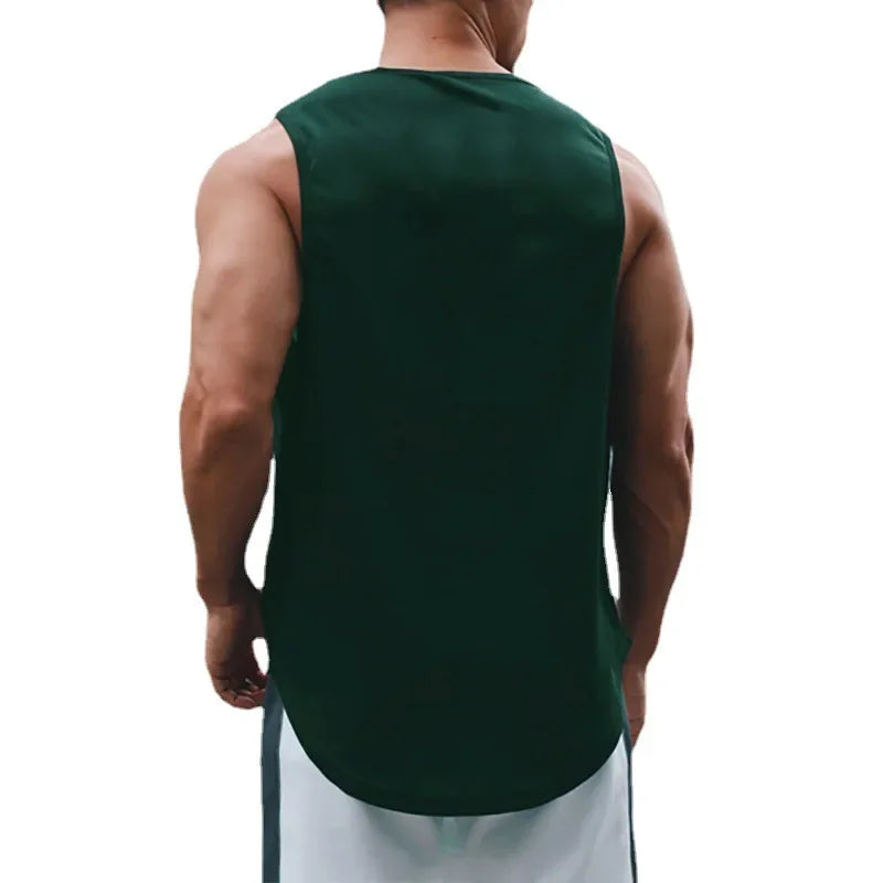 Men Running Vest Gym Tank Tops Quick-drying Fitness Clothing Loose Bodybuilding Sleeveless Shirt Basketball Small mesh Singlets