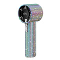 Bedazzled USB rechargeable fan with phone stand and display screen