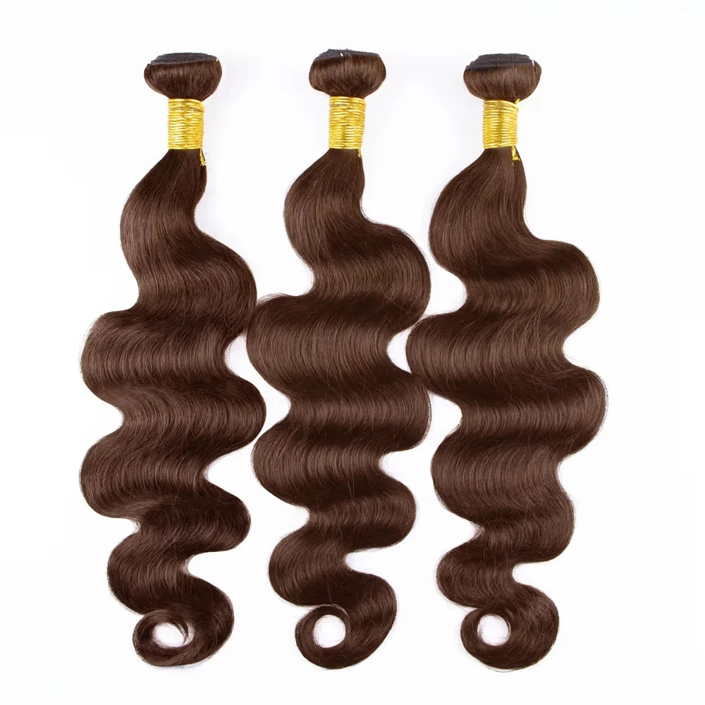 #4 Dark Brown Body Wave Bundles 1/3PCS Human Hair Bundles 18-30 Inches Remy Hair Extensions For Women Brazilian Double Weft Draw