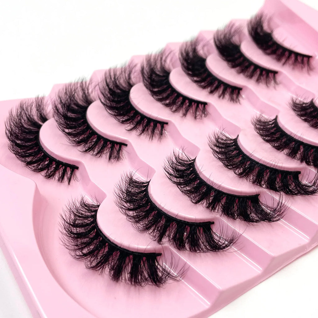 New 7 pairs of thick, 3D simulation mink fur fake eyelashesshort, dramatic fake eyelashes  wholesale full line fake eyelash make