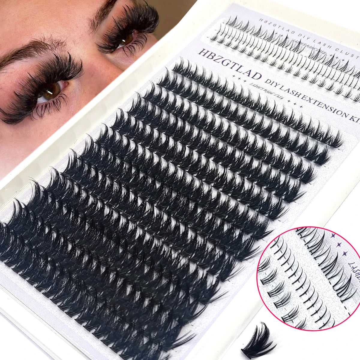 HBZGTLAD Spike eyelash clusters Wispy Cluster eyelash extensions mink strips lower eyelashes fairy hair combinations eyelash clu