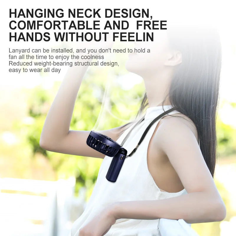 Handheld Mini Fan Wireless USB Rechargeable Portable Digital Display Phone Holder Fan 5 Speed Foldable Neck Hanging Small Fans