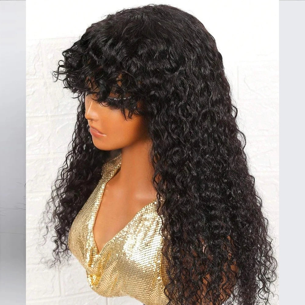 Malaysian Curly Human Hair With Bangs