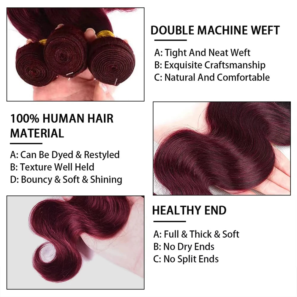 99j Body Wave Brazilian Virgin Hair Weave Extension