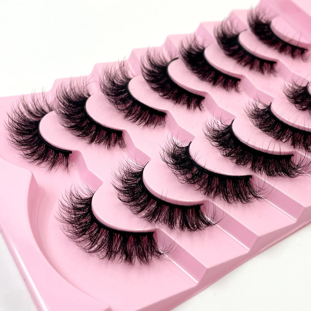New 7 pairs of thick, 3D simulation mink fur fake eyelashesshort, dramatic fake eyelashes  wholesale full line fake eyelash make