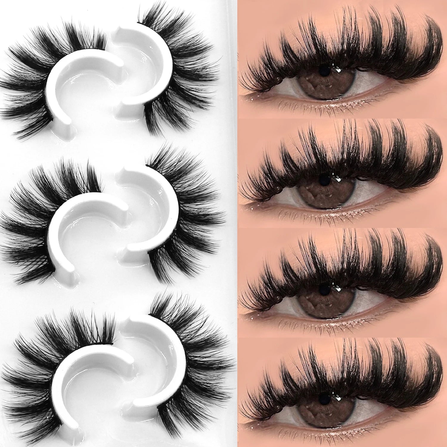 Veltrinay Fake Lashes 3D Mink Lashes Soft False Eyelashes Natural Thick Faux Mink Eyelashes Extention Makeup